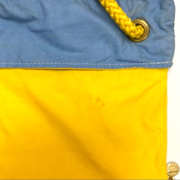 Pier Giorgio Italian Retro Bag. Denim Blue, Yellow, and Aqua. Zipper Pocket. - Picture 9 of 10